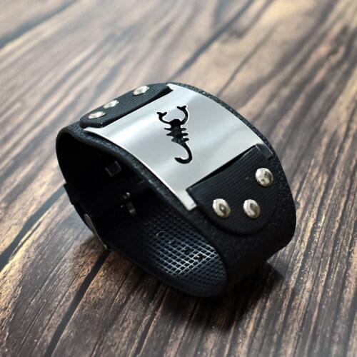 Gothic Silicone Bracelet Punk Rock Band Wristband Bracelet for Men Women Cross Scorpion Charm Bracelet Gifts Rock Jewelry