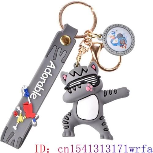 PVC Cat Doll Keychain Fashion Decorations Cute Bag Pendant Men Silica gel Gift Kawaii Anime Cartoon Keyring Women Key chain