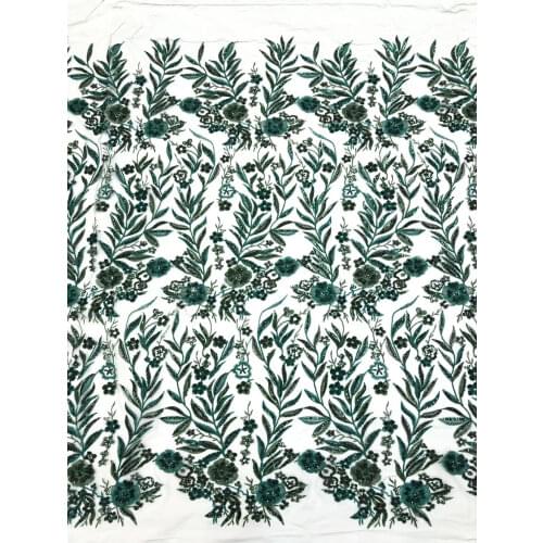 Flowers And Leafs Sequins Lace Fabric Tulle Embroidery Craft Design For Sewing DIY Evening Party Wedding Dress Skirt 5 Yards