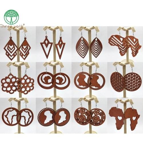 Laser Cut Coffee Wooden Earrings For Women Fashion Jewelry Halloween Wholesale