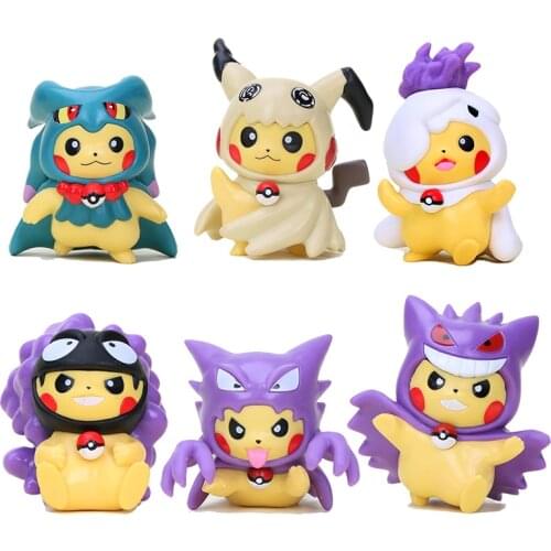 Pokemon Action Figures Pikachu cosplay Gastly Haunter Gengar Mimikyu PVC Action Figure Model Toy Dolls Christmas Gifts