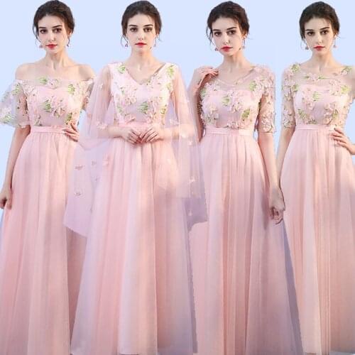 Elegant Top Sweet Appliques Maxi Beach Bridesmaid Long Vestidos De Madrinha Wedding Dress 1099