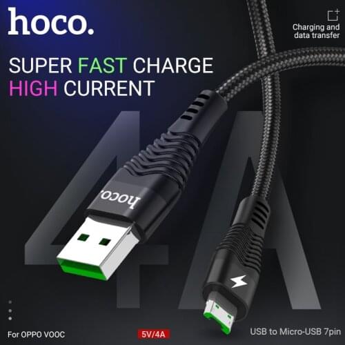 Hoco cable USB Micro USB Cable 7 pin for VOOC 4A Flash Charging for oppo micro USB nylon Fast Charger Wire Cord for Android