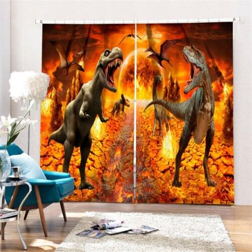 Customized Dinosaur Luxury 3D Blackout Window Curtain Drapes For Living room Bed room Hotel Wall Tapestry Cortinas