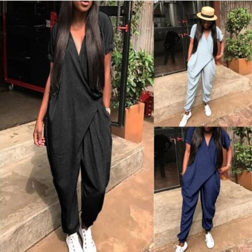 2020 Maternity V-Neck Pant Short Sleeve Trousers for Pregnant Women Loose Overalls Jumpsuit Rompers Pregnancy Clothing Plus Size