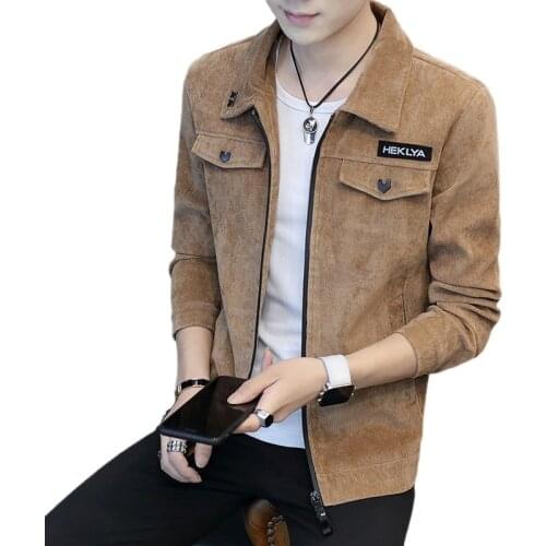 Plus fleece jacket mens spring and autumn jacket male student Korean handsome youth casual jacket