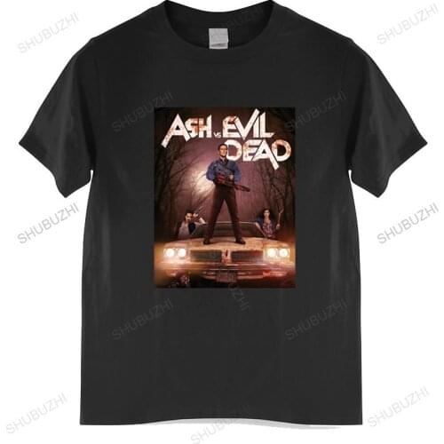Men o-neck tshirt fashion brand t-shirt black new Men T shirt Fashion cheap T shirt Ash Vs Evil Dead Poster euro size