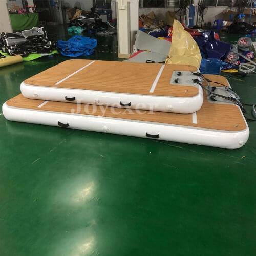 Drop Stitch PVC Teak Foam Inflatable Swim Platform Floating Dock With Ladder