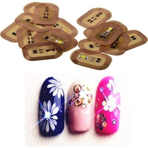 Women NFC Nail Art Tips Stickers DIY Phone LED Light Flash Party Decor Nail Tips