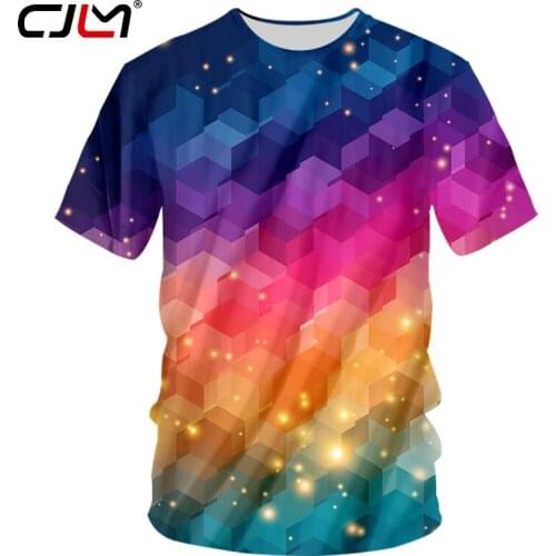 CJLM 2019 New Mens Shirts Casual Colorful Squares O-neck Tshirt Dropshipping Summer China 3D T-Shirt Suppliers Wholesale