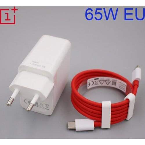 Original OnePlus Warp Charge 65W Power Adapter EU Quick Charger 10V 6.5A OnePlus 9 Pro 9R 8T 8 Pro 7T Nord USB C to Type C Cable