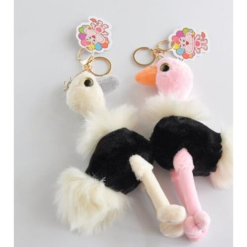 20cm Ostrich Backpack Pendant Boutique Girl Bag Soft Key Chain Ring Plush Keychains Doll Toy