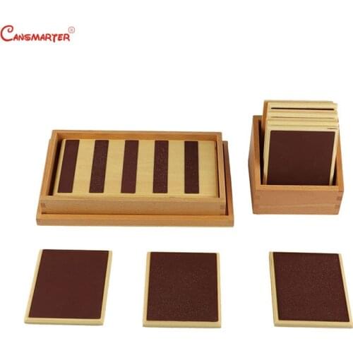 Sensory Wooden Toys Rough&Smooth Touch Tablets Boards Baby Learning Montessori Beech Wood Box Preschool Teaching Aids SE021-3