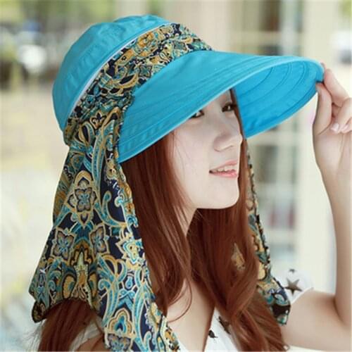 Floral Printed Summer Sun Hats for Women Chapeu Feminino Foldable Visors Cap Sun Collapsible Anti-UV Wide Brim Hat
