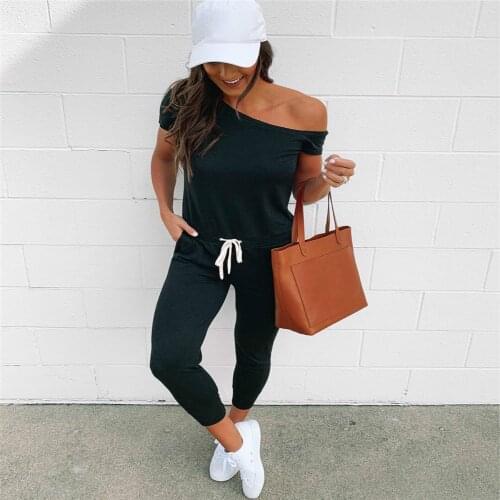 Sports Casual Jumpsuit Women Elastic Fashion Women Clothing Short Sleeve Ladies Clothes Womens Jumpsuits Overalls Streetwear