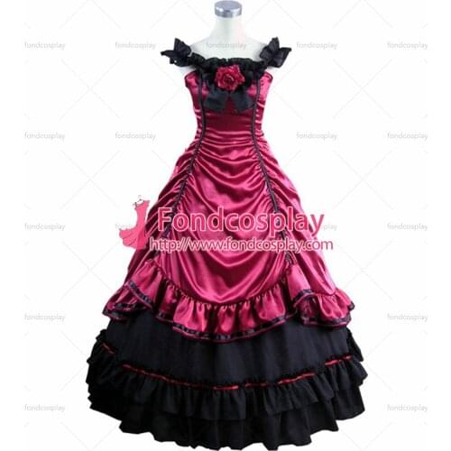 Gothic Lolita Punk Medieval Gown Crimson Long Evening Dress Jacket Tailor-made[CK1421]