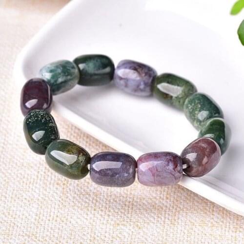 FYJS Unique Handmade Weave Geometric Shape Indian Agates Beads Elastic Bracelet Ethnic Style Jewelry