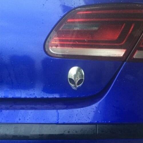 Universal Metal 3D Alien Head Car Decal Sticker Auto Emblem Self Adhesive Easy Installation
