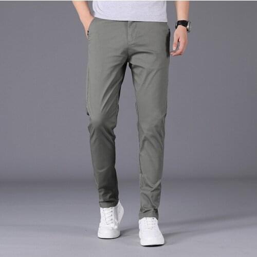Ymwmhu New Fashion Men Solid Pants Army Green Autumn Business Trouser Casual Minimalism Cotton Slim Pant Straight Trousers