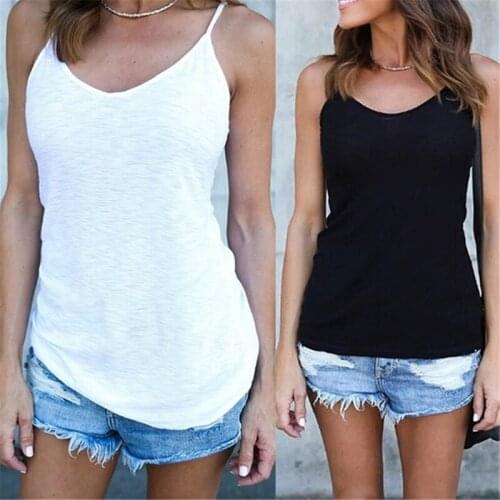 Women Summer Casual Camisoles Womens Tops T-shirt Spaghetti Strap Loose Vest Female Camis Fashion Casual Tops