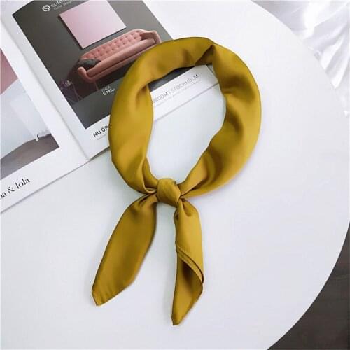 Lady girl 70*70cm Fashion Silk Satin Hair Scarf Women Handkerchief Printed Female Square Head Bandana Small Neck muffler hijab