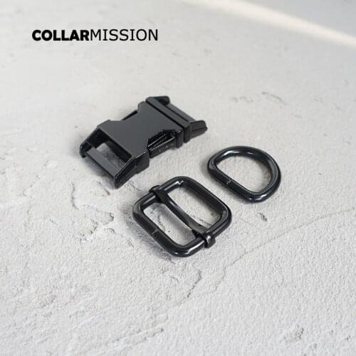 10sets/lot (metal buckle+adjust buckle+D ring/set) plated metal buckle safety clasp DIY 20mm collar sewing accessories black