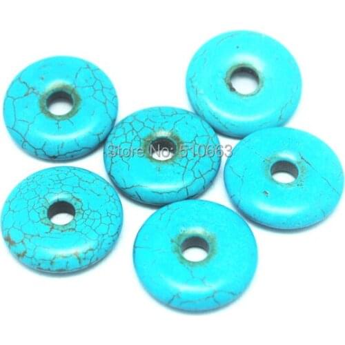 10 Pieces/ Lot Blue howlite Donut Shape charms Beads accessories Size 29mm Inside hole 5mm diameter