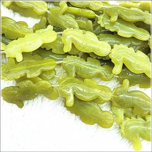 10pcs wholesale jadee stone strands seahorse shape strings hot beads accessories size 33x13mm hot selling beads in European