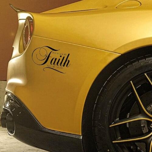 17.8CM*11.5CM WE WALK BY FAITH NOT BY SIGHT JESUS Vinyl Car Motorcycle Sticker Decals Black/Silver C13-000157