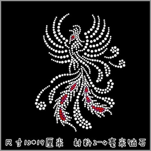 2pc/lot Phoenix hot fix rhinestone motif designs iron on crystal transfers design applique patches for shirt