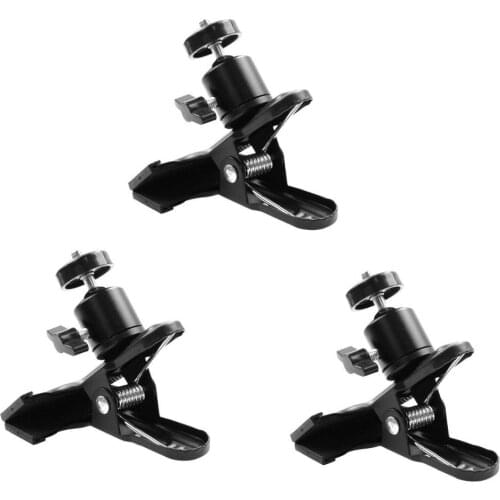 3 PCS Metal Tripod Clip Clamp Mount for HTC VIVE Base Station/Oculus Rift Sensor/Lighthouses-360 Swivel Mini Ball Head 1/4 Screw