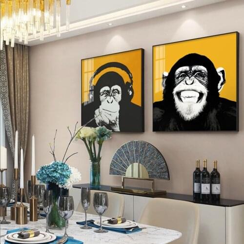 Abstract Animals Wall Art Prints Humor Monkey Pictures Canvas Poster Modern Living Room Bedroom Funny Paintings Home Decor