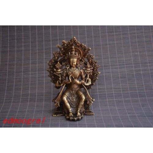 Antique QingDynasty copper statue / sculpture-buddha #1,Hand carved crafts,Decoration,collection &Adornment,Free shipping