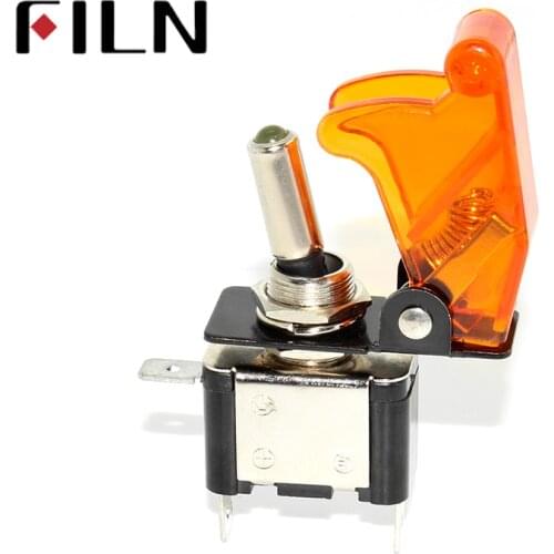 Auto Car Boat Truck Illuminated Led Toggle Switch With Safety Aircraft Flip Up Cover Guard 12V20A ASW-07D