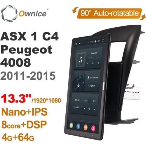 Android 10.0 Ownice Car Radio 1din for Mitsubishi ASX 1 C4 Peugeot 4008 2011 - 2015 Car Auto Audio HDMI 13.3 Inch 1920*1080