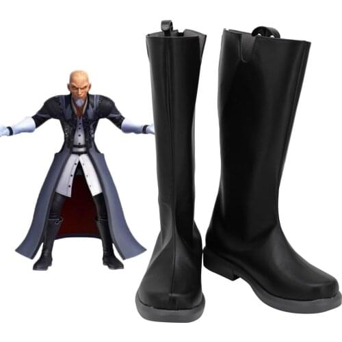 Kingdom Hearts 2 Master Xehanort Cosplay Boots Black Leather Shoes Custom Made Any Size