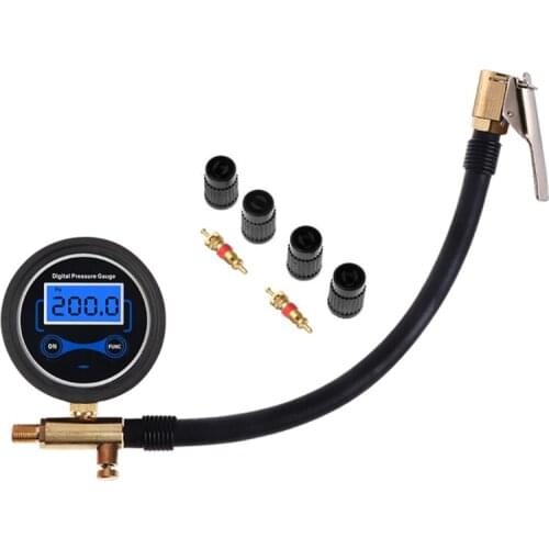 Digital Car Air Tire Inflator Digital Pressure Gauge with Air Chuck & Hose Tire Pressure Gauge Tool for Car