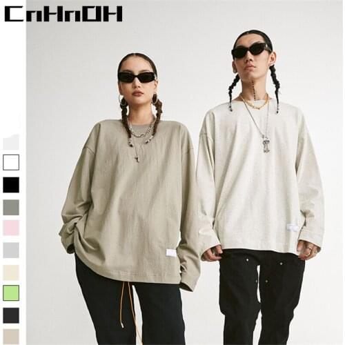 CnHnOH New Arrival fashion mens Long Hoodies Solid Color Cotton Oversized Top Unisex Clothing M0100