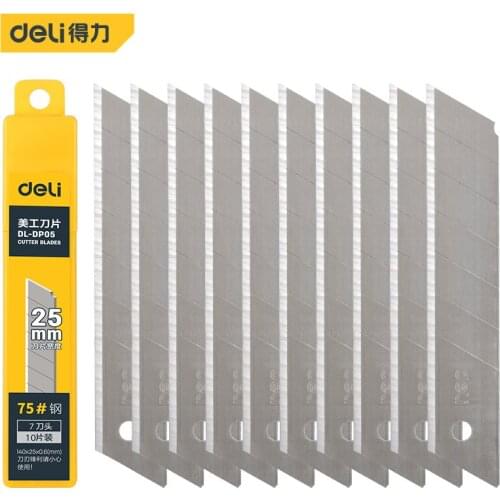 Deli 10 Pcs Office Supplies Utility Knife Refill Blades Alloy Steel SK5 Replaceable Blades Cutting Blades For Utility Knife