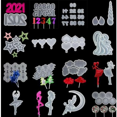 Various Star Round Heart Lollipop Silicone Mold Chocolate Candy Moulds For Birthday Cake DIY Decorating Baking Tool Accessories