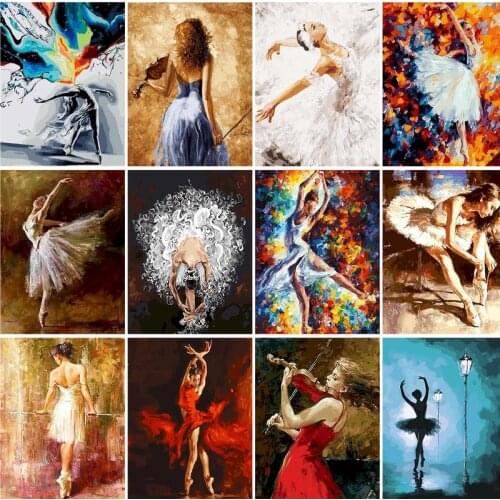 GATYZTORY DIY Painting By Numbers Zero Basis HandPainted Oil Painting Dancing Girl Picture Paint Unique Gift Home Decoration