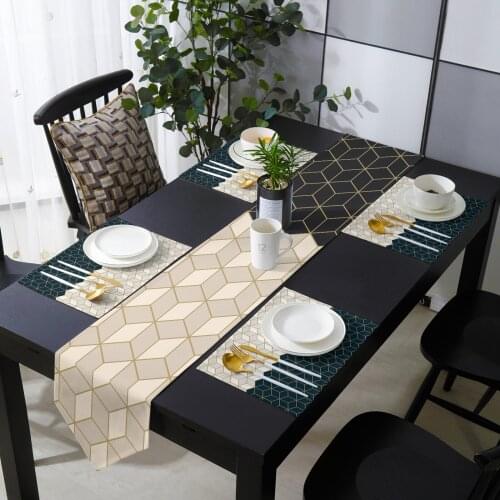 Geometric Grid Pattern Table Runner Table Mats Cover For Home Wedding Banquet Festival Party Catering Hotel Table Decoration
