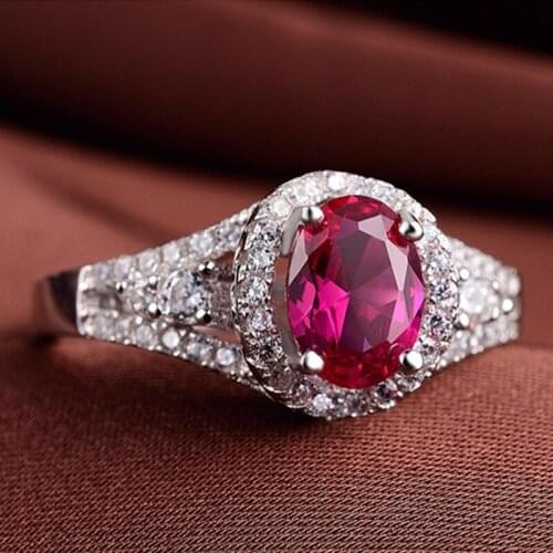 925 Sterling Silver Shiny Zircon Red Ruby Resizable Engagement Wedding Charming Luxury Ring Jewelry for Women Gift New