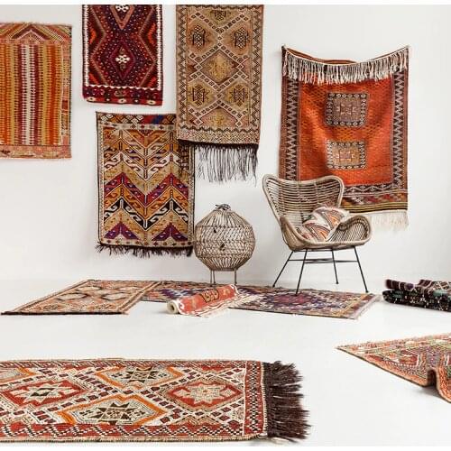 Bohemian tapestriesTurkey Posimi Second Foreign Lands Wind Manual Weave Kilim Wool Carpet Land Pad Tapestry Wallgc193kilyg40