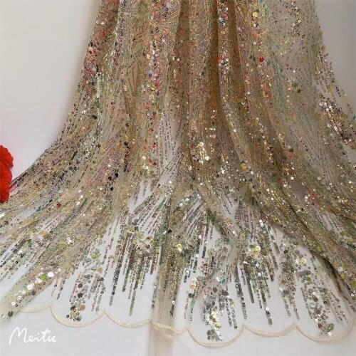 Beautiful linear sequin embroidery, French tulle lace, suitable for ladies' fashion dress party dress