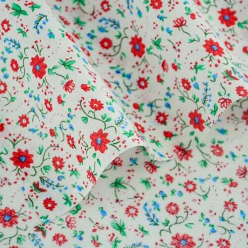 Red Flowers and Green Leaves Design 100% Cotton Fabric Pre-cut Fat Quarter Patchwork Telas Crafts Home Texitle 2016 News Curtain
