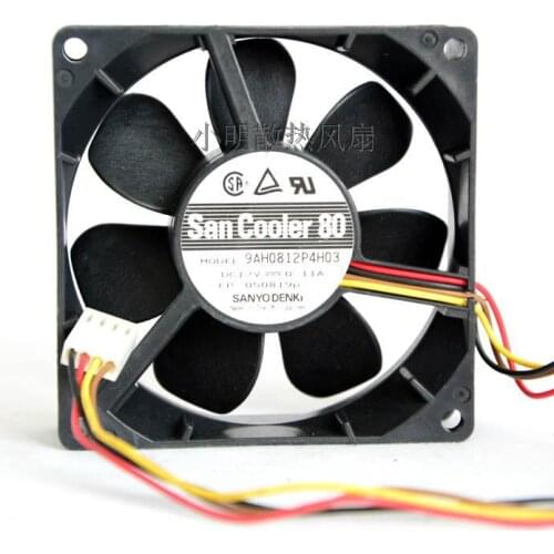 Free Shipping Sanyo San Cooler 80 9AH0812P4H03 12V 0.11A 8cm 80mm 8025 Dual ball bearing fan PWM intelligent fan speed control