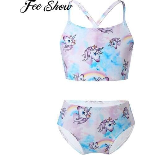 Summer Kids Bikinis Set Cartoon Print Swimsuit Swimwear Brazilian Bathing Suit Tankini Two Piece Suits for Little Girl Beachwear