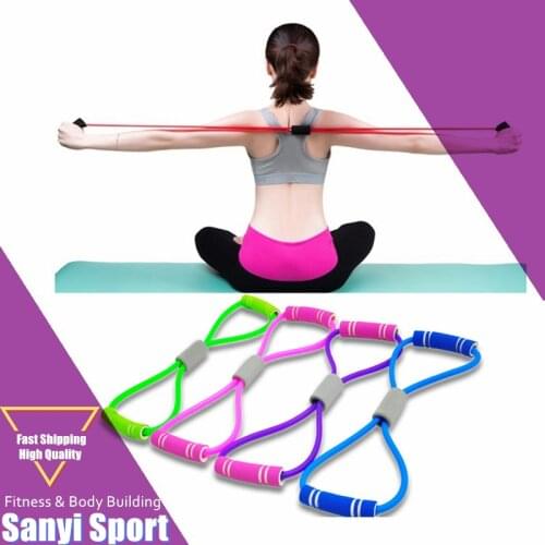 2020 Hot Yoga Gum Fitness Resistance 8 Word Chest Expander Rope Workout Muscle Fitness Rubber Elastic Bands for Sports Exercise