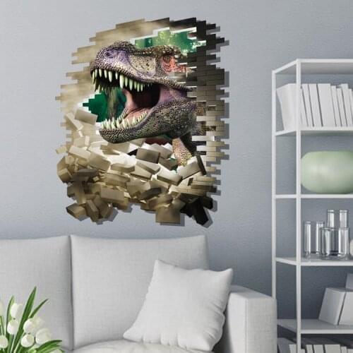 Hot Diy 3D Creative Dinosaur Cartoon Wall Stickers Room Decoration Decorative Stickers Animal Stickers 3d Wall Art